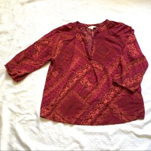 Sonoma Maroon Rayon Peasant Top SzL
